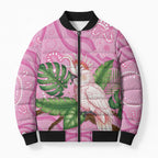 Australia Breast Cancer Awareness Bomber Puffer Jacket Pink Cockatoo Ribbon Aboriginal Dot Art