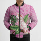 Australia Breast Cancer Awareness Bomber Puffer Jacket Pink Cockatoo Ribbon Aboriginal Dot Art