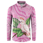 Australia Breast Cancer Awareness Button Sweatshirt Pink Cockatoo Ribbon Aboriginal Dot Art