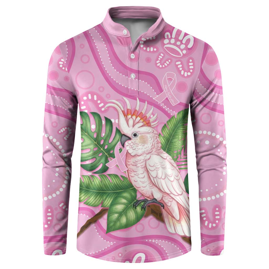 Australia Breast Cancer Awareness Button Sweatshirt Pink Cockatoo Ribbon Aboriginal Dot Art