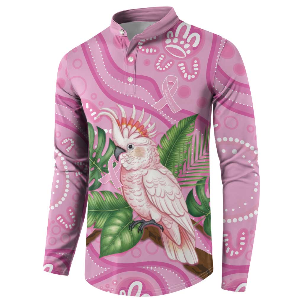 Australia Breast Cancer Awareness Button Sweatshirt Pink Cockatoo Ribbon Aboriginal Dot Art