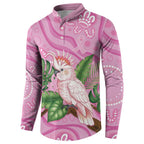 Australia Breast Cancer Awareness Button Sweatshirt Pink Cockatoo Ribbon Aboriginal Dot Art