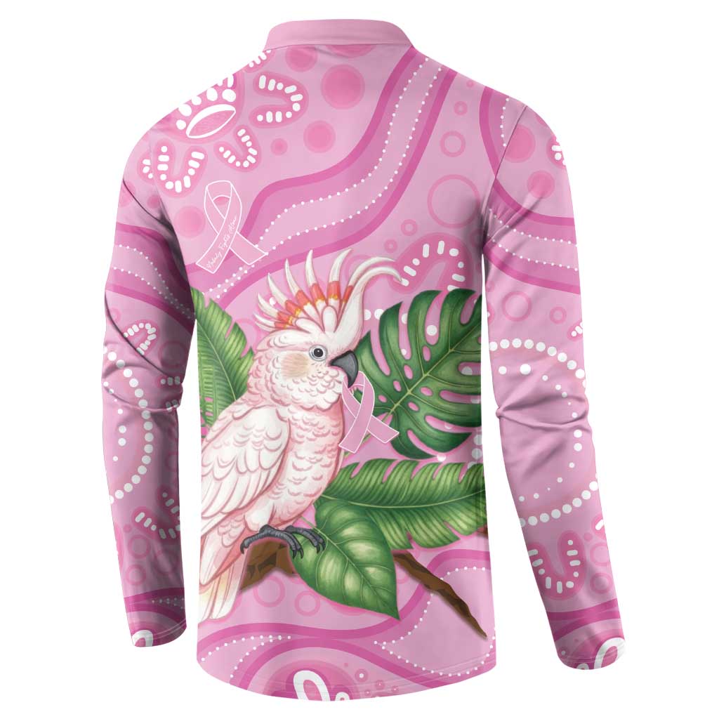 Australia Breast Cancer Awareness Button Sweatshirt Pink Cockatoo Ribbon Aboriginal Dot Art