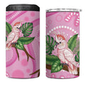 Australia Breast Cancer Awareness 4 in 1 Can Cooler Tumbler Pink Cockatoo Ribbon Aboriginal Dot Art