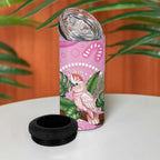 Australia Breast Cancer Awareness 4 in 1 Can Cooler Tumbler Pink Cockatoo Ribbon Aboriginal Dot Art