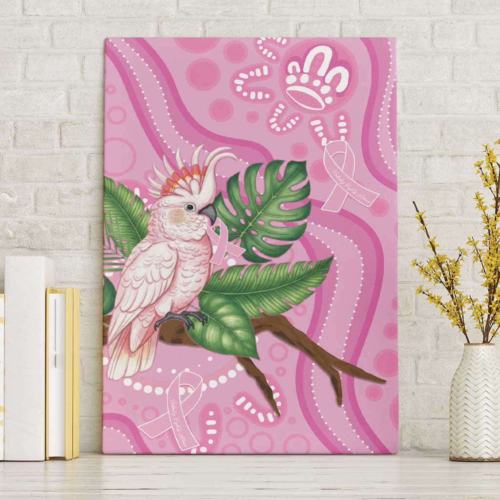Australia Breast Cancer Awareness Canvas Wall Art Pink Cockatoo Ribbon Aboriginal Dot Art