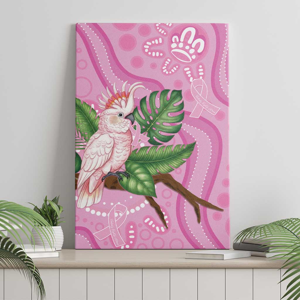 Australia Breast Cancer Awareness Canvas Wall Art Pink Cockatoo Ribbon Aboriginal Dot Art