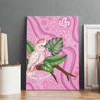 Australia Breast Cancer Awareness Canvas Wall Art Pink Cockatoo Ribbon Aboriginal Dot Art