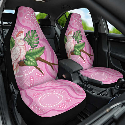 Australia Breast Cancer Awareness Car Seat Cover Pink Cockatoo Ribbon Aboriginal Dot Art