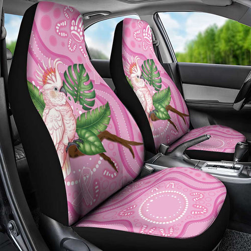 Australia Breast Cancer Awareness Car Seat Cover Pink Cockatoo Ribbon Aboriginal Dot Art