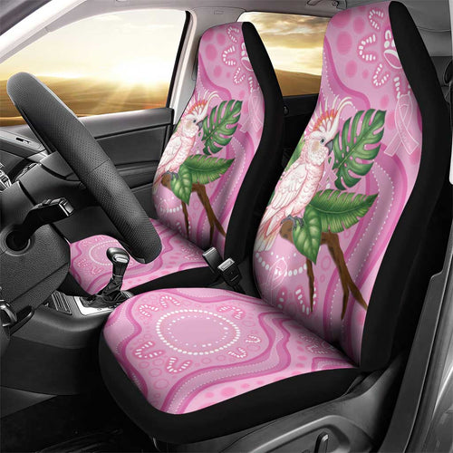 Australia Breast Cancer Awareness Car Seat Cover Pink Cockatoo Ribbon Aboriginal Dot Art