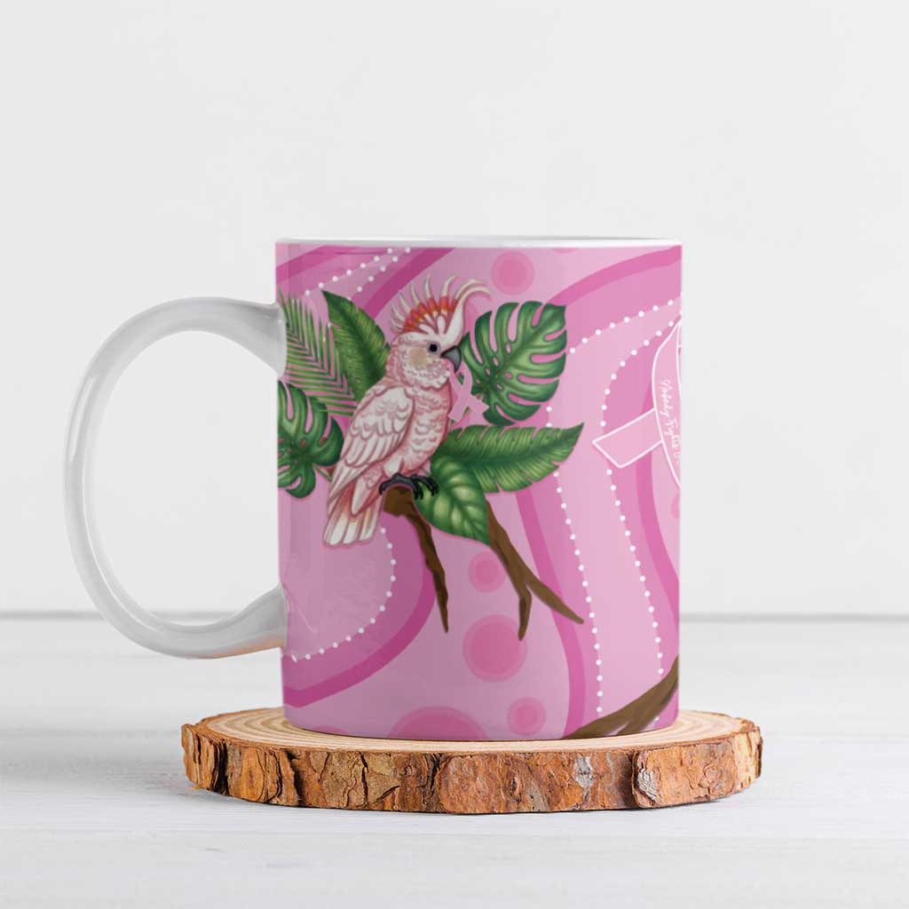 Australia Breast Cancer Awareness Ceramic Mug Pink Cockatoo Ribbon Aboriginal Dot Art