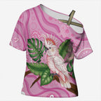 Australia Breast Cancer Awareness Cross Shoulder Shirt Pink Cockatoo Ribbon Aboriginal Dot Art