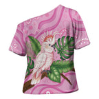 Australia Breast Cancer Awareness Cross Shoulder Shirt Pink Cockatoo Ribbon Aboriginal Dot Art