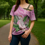 Australia Breast Cancer Awareness Cross Shoulder Shirt Pink Cockatoo Ribbon Aboriginal Dot Art