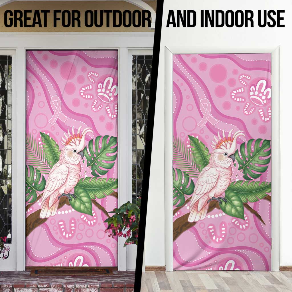 Australia Breast Cancer Awareness Door Cover Pink Cockatoo Ribbon Aboriginal Dot Art