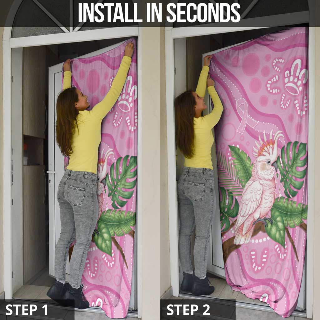 Australia Breast Cancer Awareness Door Cover Pink Cockatoo Ribbon Aboriginal Dot Art