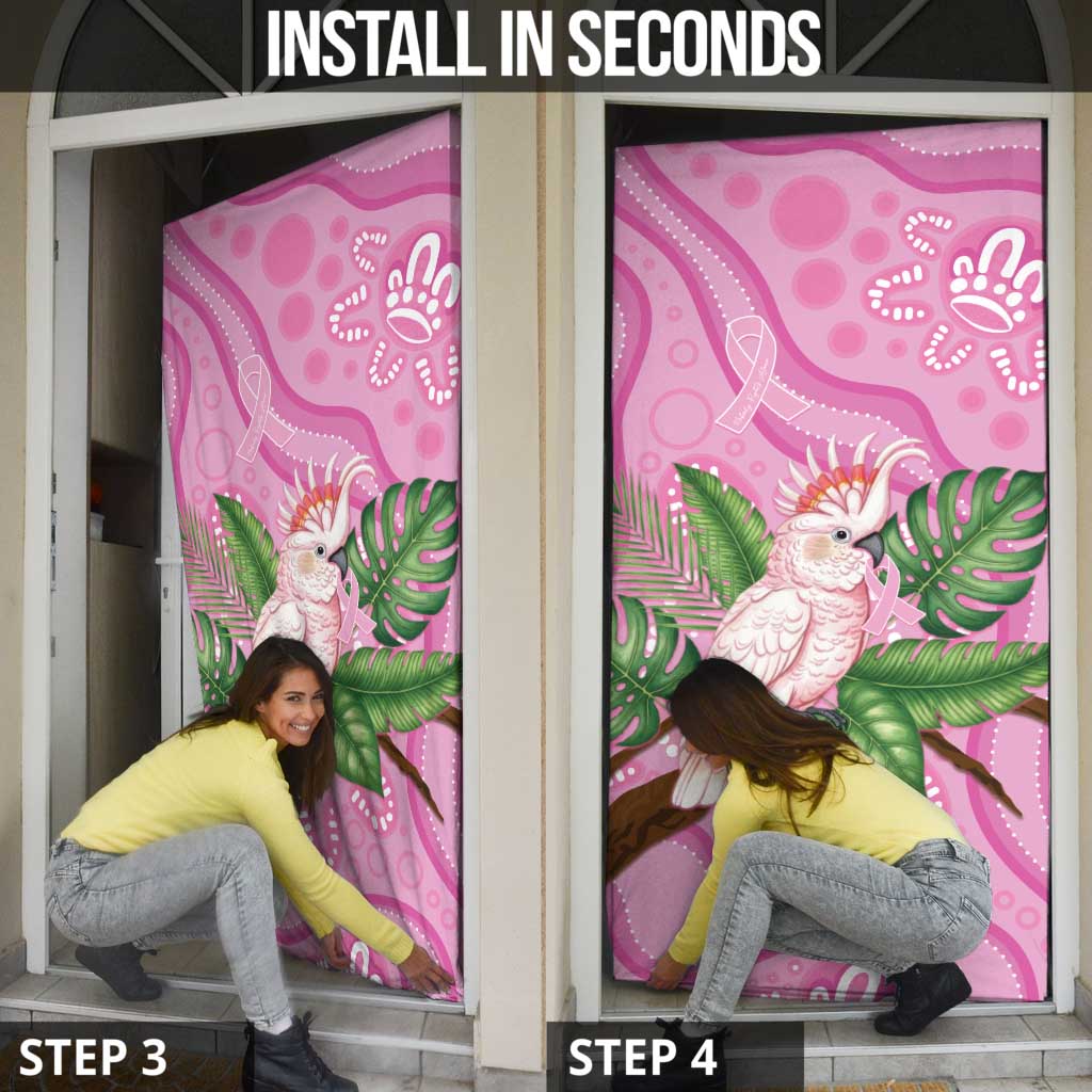 Australia Breast Cancer Awareness Door Cover Pink Cockatoo Ribbon Aboriginal Dot Art
