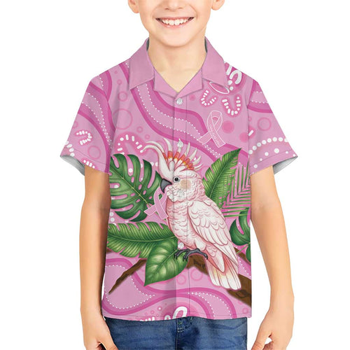 Australia Breast Cancer Awareness Family Matching Mermaid Dress and Hawaiian Shirt Pink Cockatoo Ribbon Aboriginal Dot Art