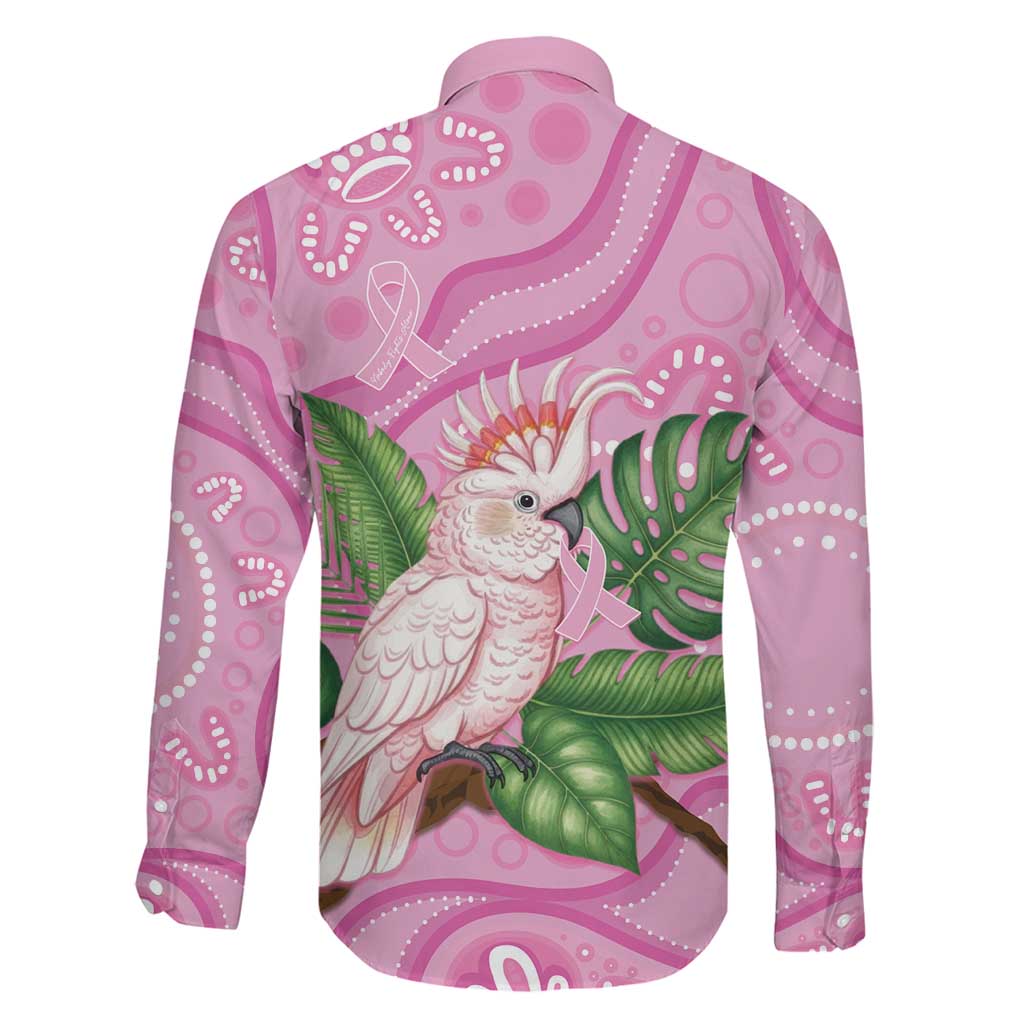 Australia Breast Cancer Awareness Family Matching Puletasi and Hawaiian Shirt Pink Cockatoo Ribbon Aboriginal Dot Art
