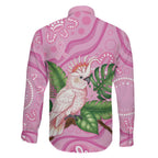 Australia Breast Cancer Awareness Family Matching Short Sleeve Bodycon Dress and Hawaiian Shirt Pink Cockatoo Ribbon Aboriginal Dot Art
