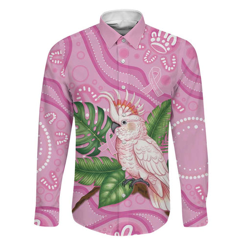 Australia Breast Cancer Awareness Family Matching Tank Maxi Dress and Hawaiian Shirt Pink Cockatoo Ribbon Aboriginal Dot Art
