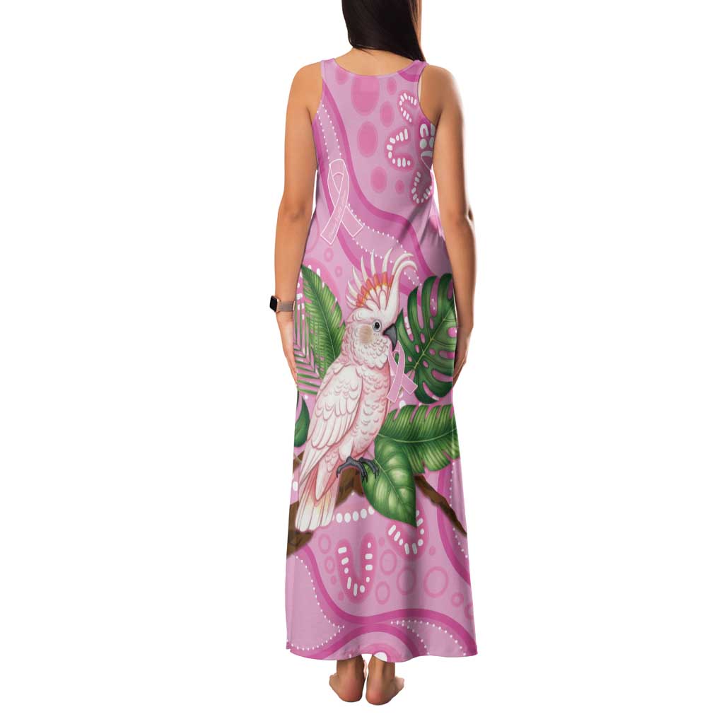 Australia Breast Cancer Awareness Family Matching Tank Maxi Dress and Hawaiian Shirt Pink Cockatoo Ribbon Aboriginal Dot Art
