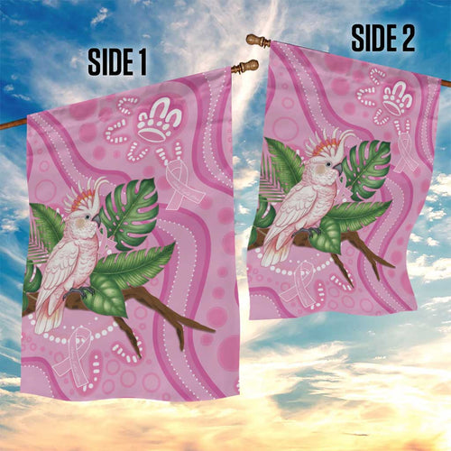 Australia Breast Cancer Awareness Garden Flag Pink Cockatoo Ribbon Aboriginal Dot Art