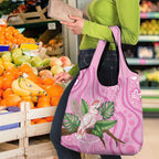 Australia Breast Cancer Awareness Grocery Bag Pink Cockatoo Ribbon Aboriginal Dot Art