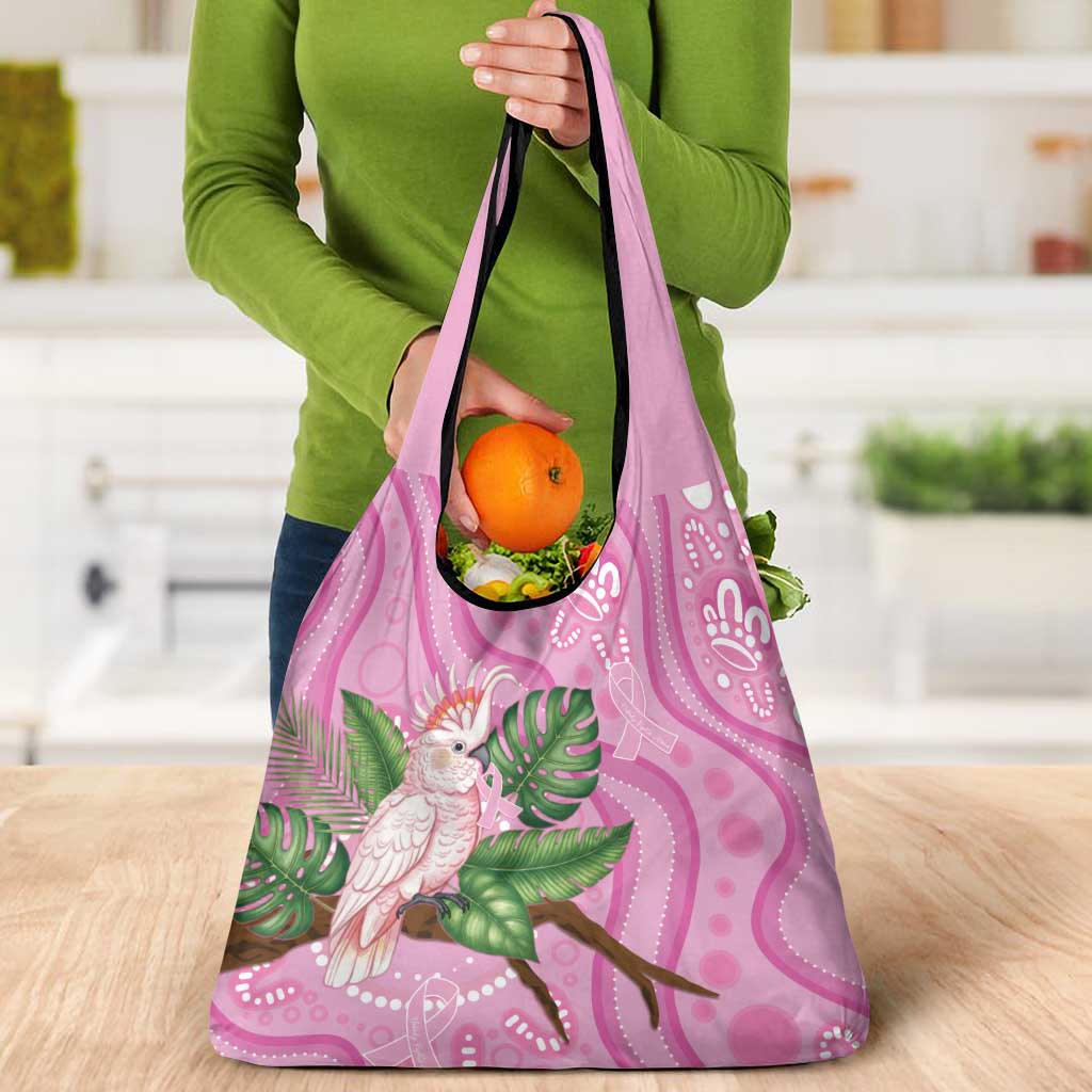 Australia Breast Cancer Awareness Grocery Bag Pink Cockatoo Ribbon Aboriginal Dot Art