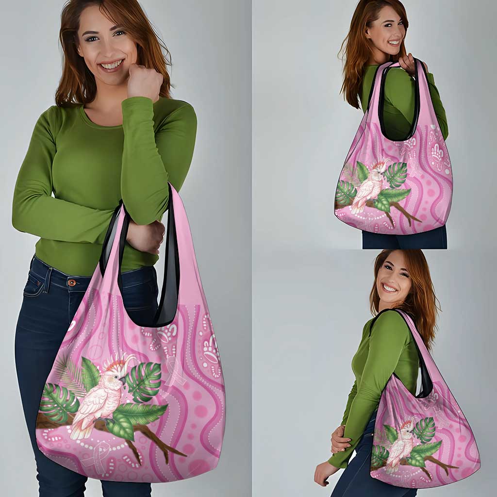 Australia Breast Cancer Awareness Grocery Bag Pink Cockatoo Ribbon Aboriginal Dot Art