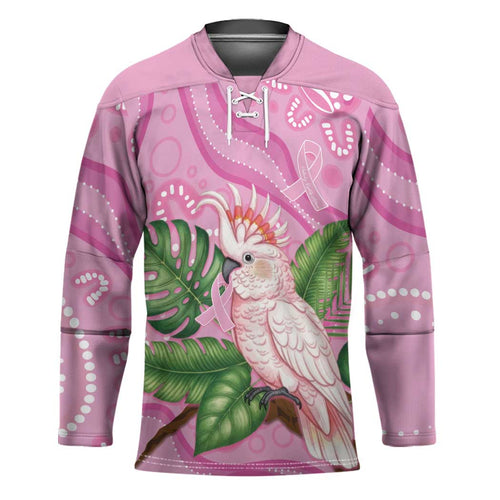 Australia Breast Cancer Awareness Hockey Jersey Pink Cockatoo Ribbon Aboriginal Dot Art