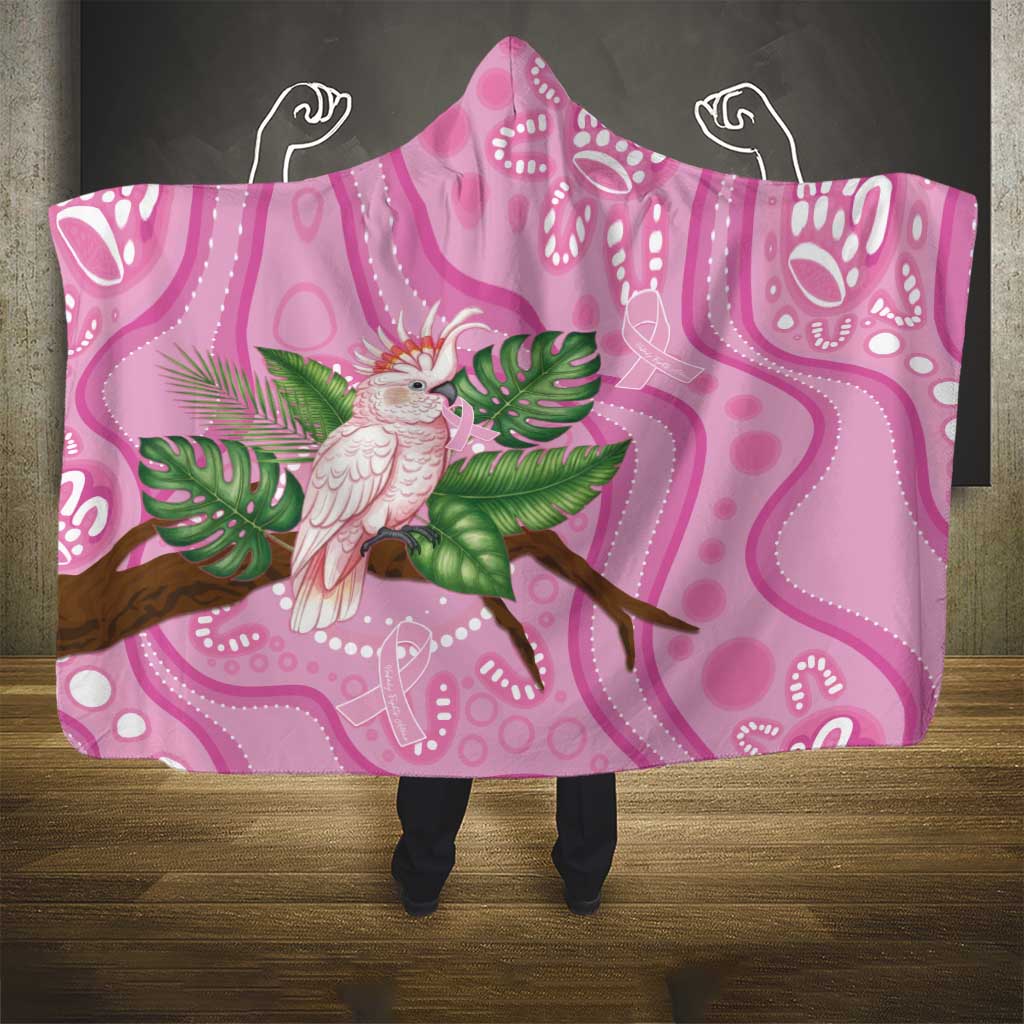 Australia Breast Cancer Awareness Hooded Blanket Pink Cockatoo Ribbon Aboriginal Dot Art