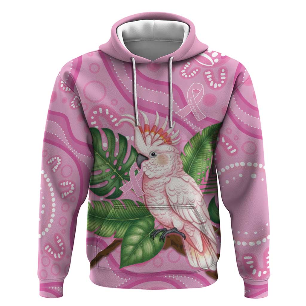 Australia Breast Cancer Awareness Hoodie Pink Cockatoo Ribbon Aboriginal Dot Art