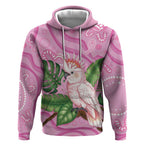 Australia Breast Cancer Awareness Hoodie Pink Cockatoo Ribbon Aboriginal Dot Art