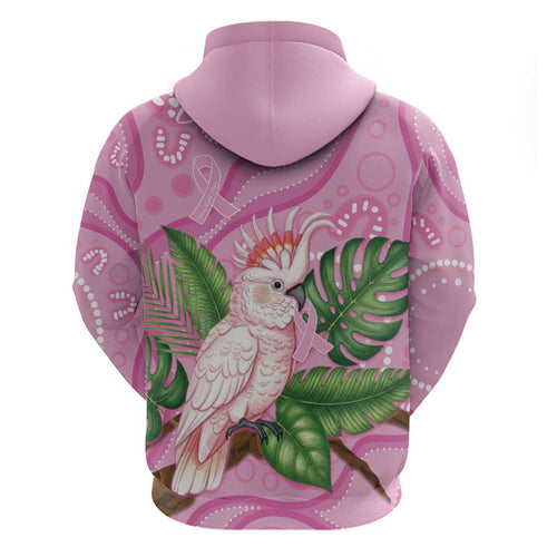Australia Breast Cancer Awareness Hoodie Pink Cockatoo Ribbon Aboriginal Dot Art