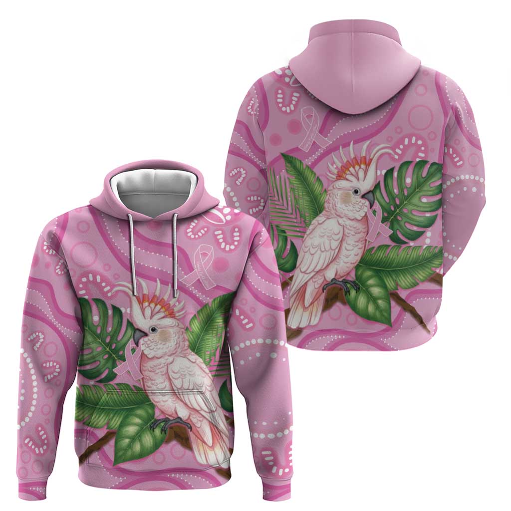 Australia Breast Cancer Awareness Hoodie Pink Cockatoo Ribbon Aboriginal Dot Art