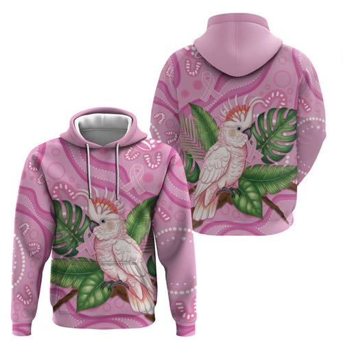 Australia Breast Cancer Awareness Hoodie Pink Cockatoo Ribbon Aboriginal Dot Art