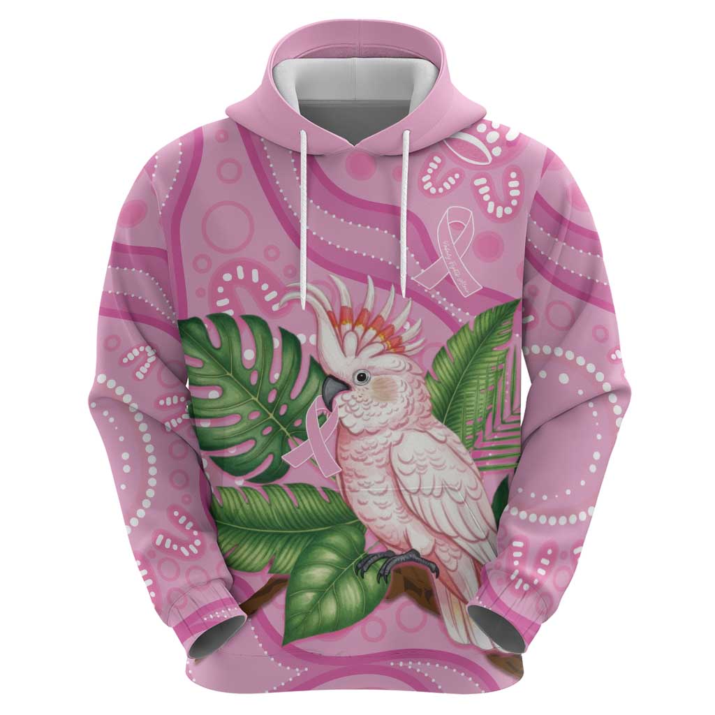 Australia Breast Cancer Awareness Hoodie Pink Cockatoo Ribbon Aboriginal Dot Art
