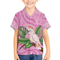 Australia Breast Cancer Awareness Kid Hawaiian Shirt Pink Cockatoo Ribbon Aboriginal Dot Art