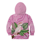 Australia Breast Cancer Awareness Kid Hoodie Pink Cockatoo Ribbon Aboriginal Dot Art
