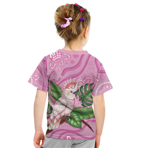 Australia Breast Cancer Awareness Kid T Shirt Pink Cockatoo Ribbon Aboriginal Dot Art