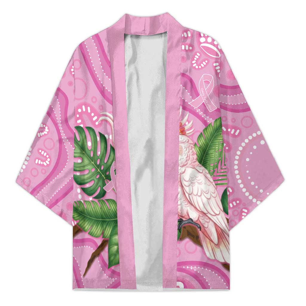Australia Breast Cancer Awareness Kimono Pink Cockatoo Ribbon Aboriginal Dot Art