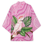 Australia Breast Cancer Awareness Kimono Pink Cockatoo Ribbon Aboriginal Dot Art