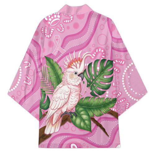 Australia Breast Cancer Awareness Kimono Pink Cockatoo Ribbon Aboriginal Dot Art