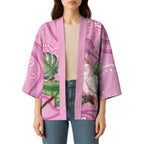 Australia Breast Cancer Awareness Kimono Pink Cockatoo Ribbon Aboriginal Dot Art