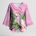 Australia Breast Cancer Awareness Kimono Sleeve Blouse Pink Cockatoo Ribbon Aboriginal Dot Art