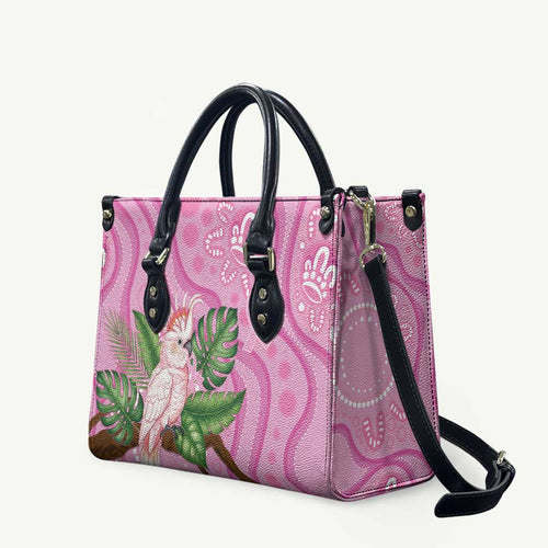 Australia Breast Cancer Awareness Leather Bag Pink Cockatoo Ribbon Aboriginal Dot Art