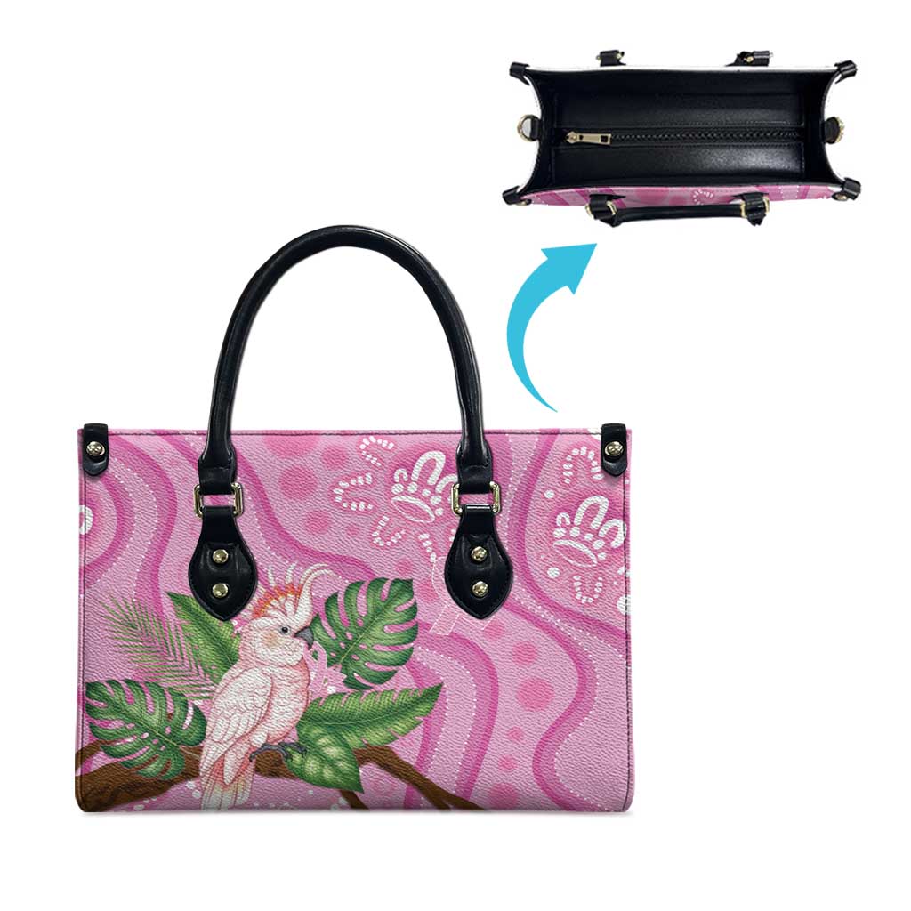 Australia Breast Cancer Awareness Leather Bag Pink Cockatoo Ribbon Aboriginal Dot Art