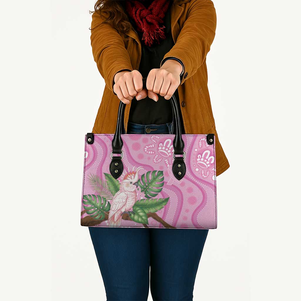Australia Breast Cancer Awareness Leather Bag Pink Cockatoo Ribbon Aboriginal Dot Art